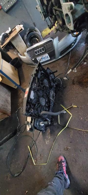 Engine removal and repair service on Audi vehicle